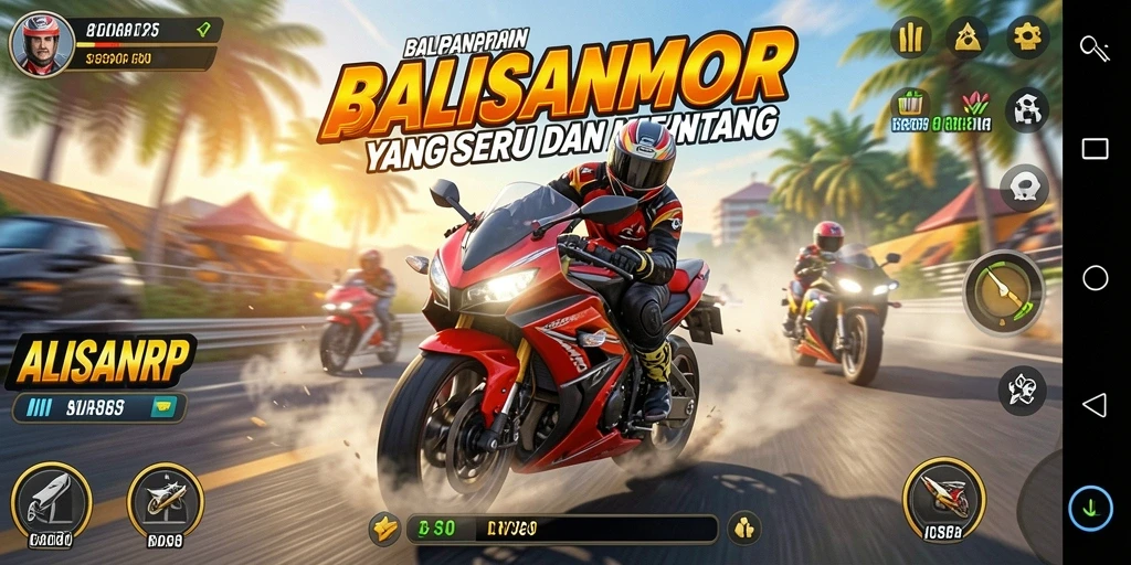 Tampilan gameplay seru di ALISANRP dengan aksi balapan yang menegangkan.