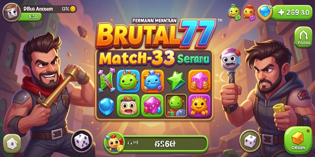 Tampilan permainan BRUTAL77 dengan aksi Match-3 yang seru.