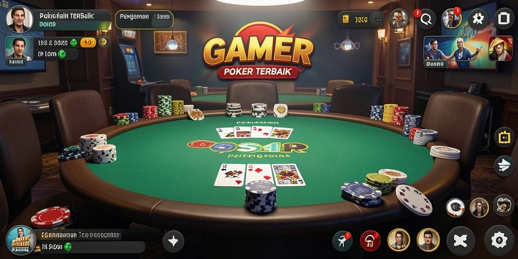 Tampilan gameplay poker yang seru dan interaktif.