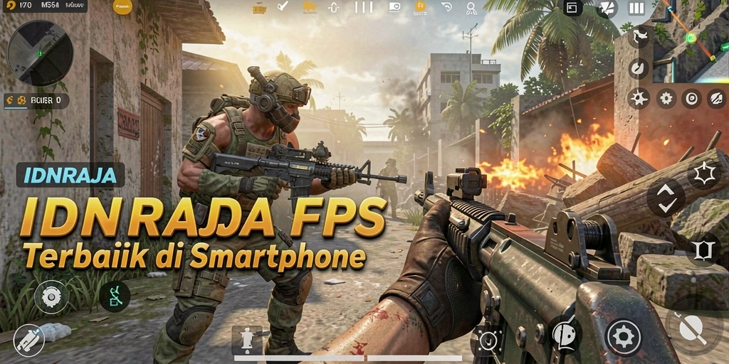 Screenshot menunjukkan aksi mendebarkan dalam permainan FPS IDNRAJA.