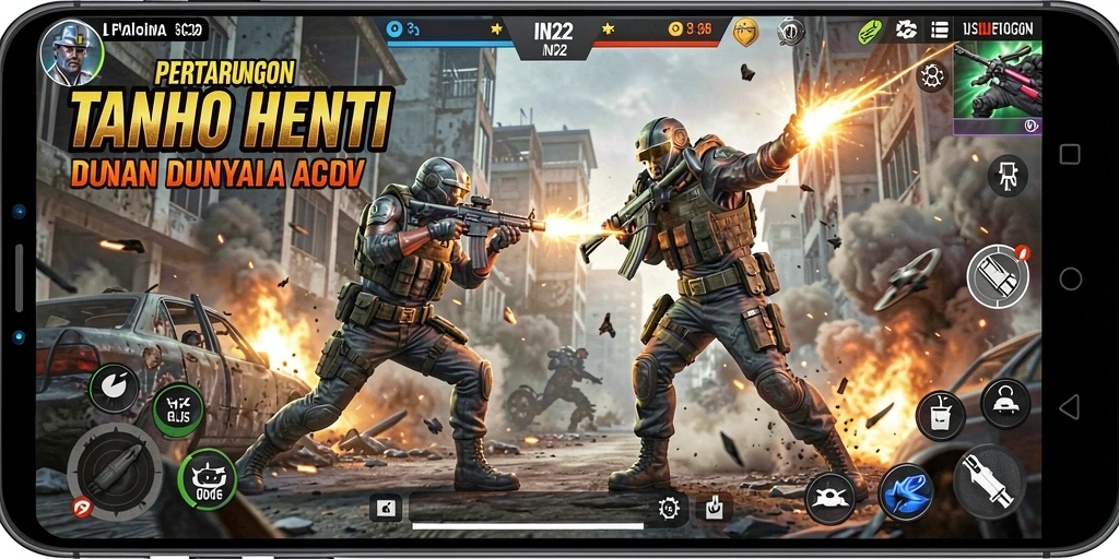 Tangkapan layar gameplay IN22 menampilkan aksi pertarungan yang mendebarkan.