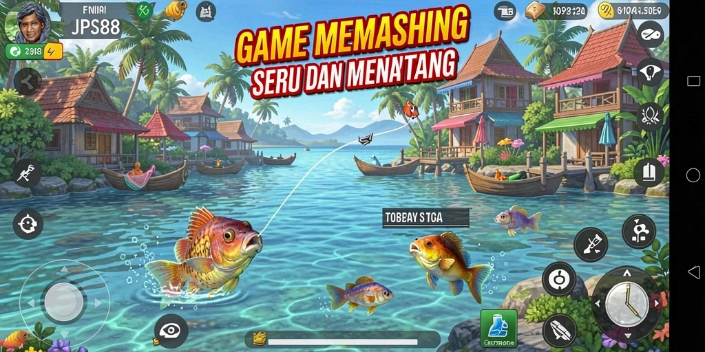 Tampilan gameplay seru dalam JPS88 dengan aksi memancing yang mendebarkan.
