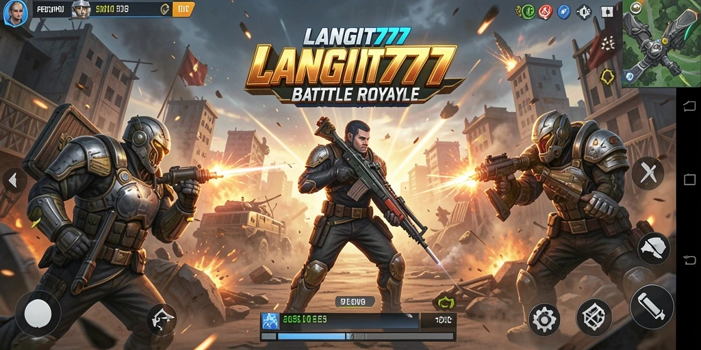 Screenshot LANGIT777 menampilkan momen seru dalam pertarungan Battle Royale.