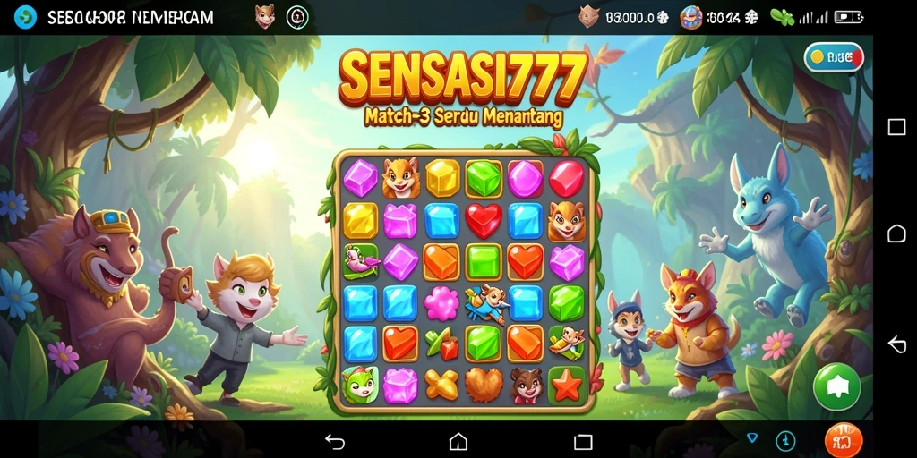 Tangkapan layar gameplay SENSASI777 dengan level Match-3 yang menarik.