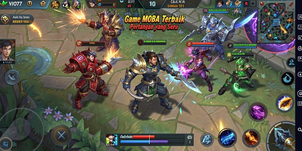 Screenshot gameplay <strong>VIO77</strong> menampilkan aksi pertempuran tim yang mendebarkan.